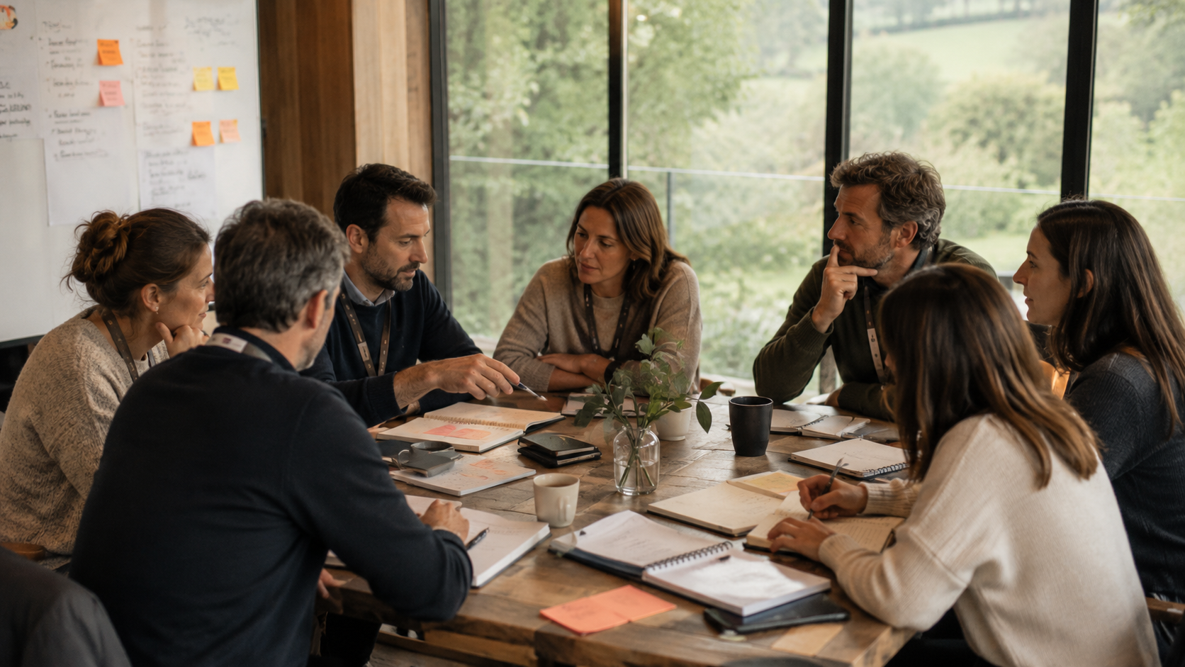 Equipo profesional en mesa de trabajo durante el Foro Asturias
